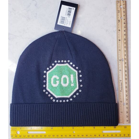 NWT KATE SPADE Traffic Sign Beanie Cap Wool Blend Women's OSFM Black Green Red - Picture 6 of 6